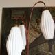 Lampadaire Lunel, 3 tulipes en verre blanc