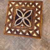 Moroccan camel bone marquetry wooden table for bedroom or living room