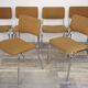 Suite of 6 chrome and tweed chairs 50