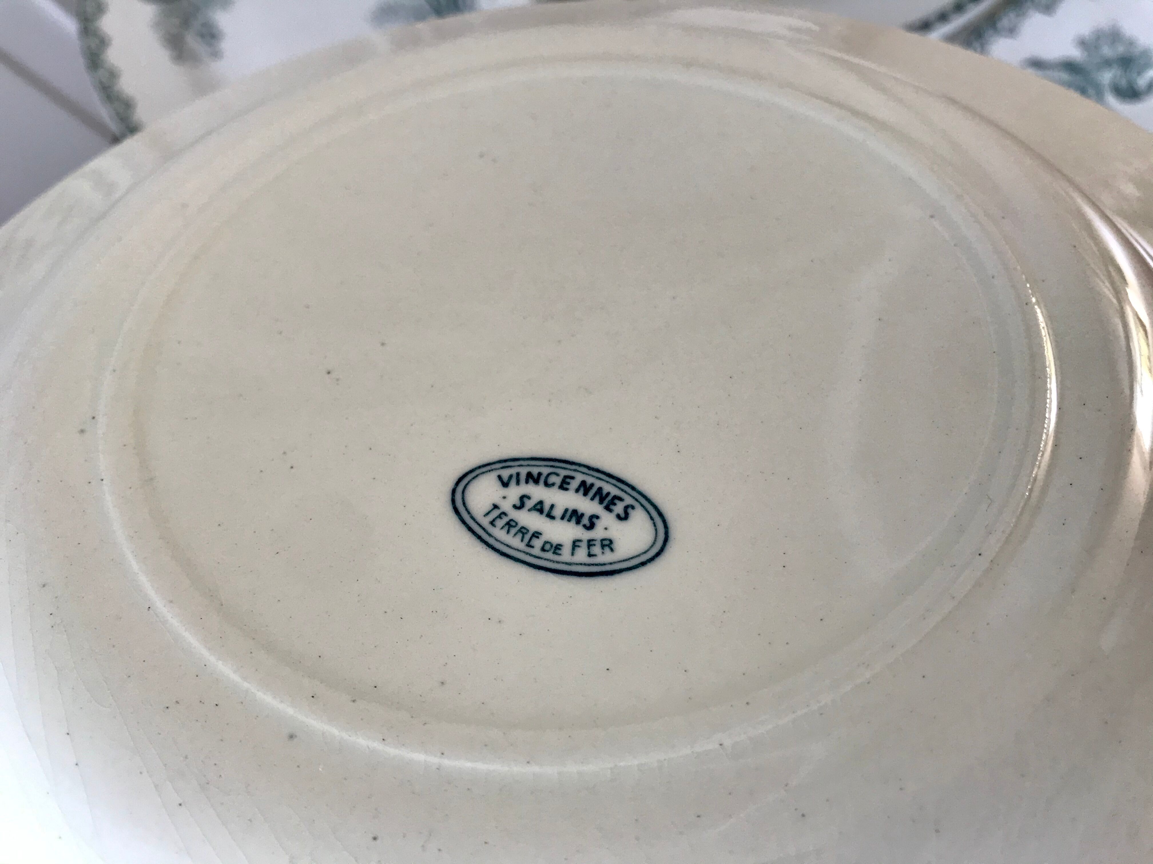 Set of 6 flat plates Terre de Fer late nineteenth