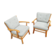 Paire de fauteuils vintage tissu vert pastel