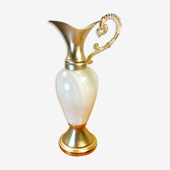 Elegant Italian candle holder from the 60s in onyx and brass