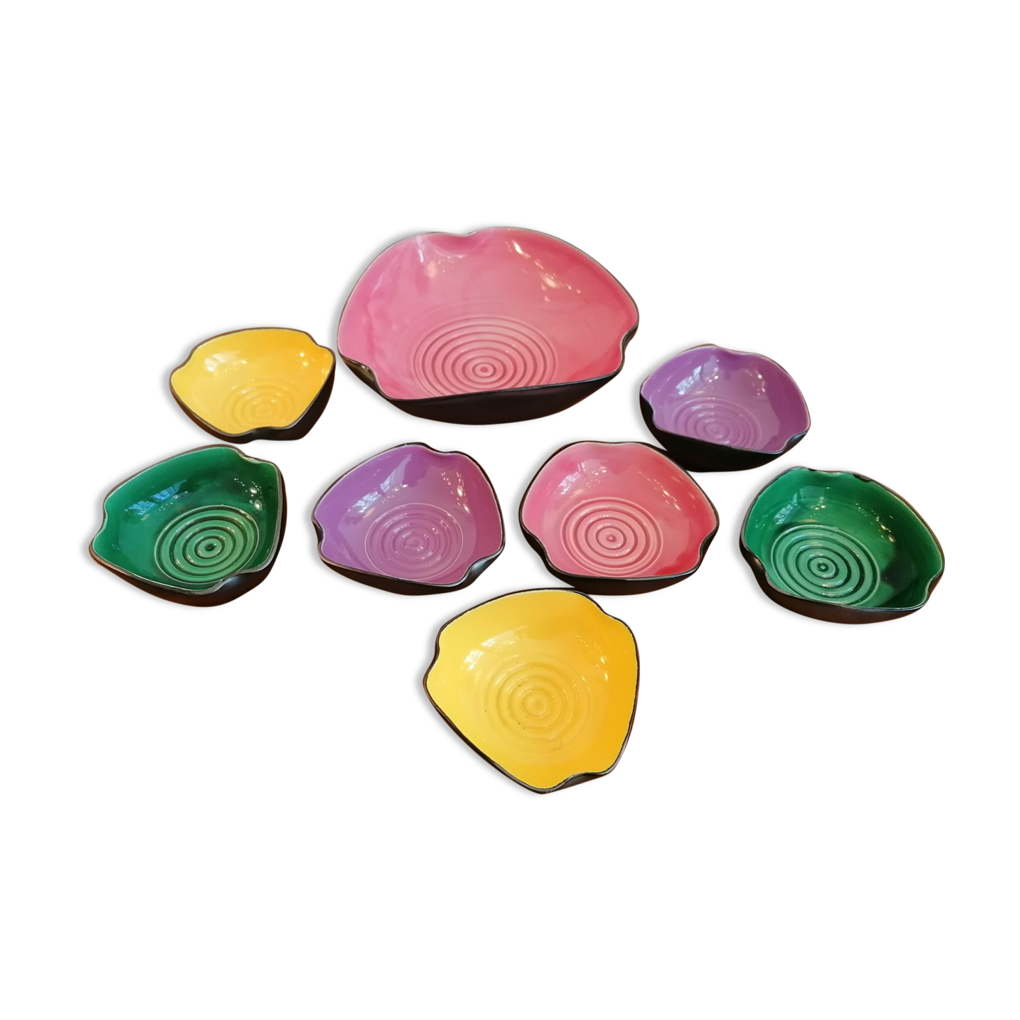 Service in black ceramic and colors, 1950