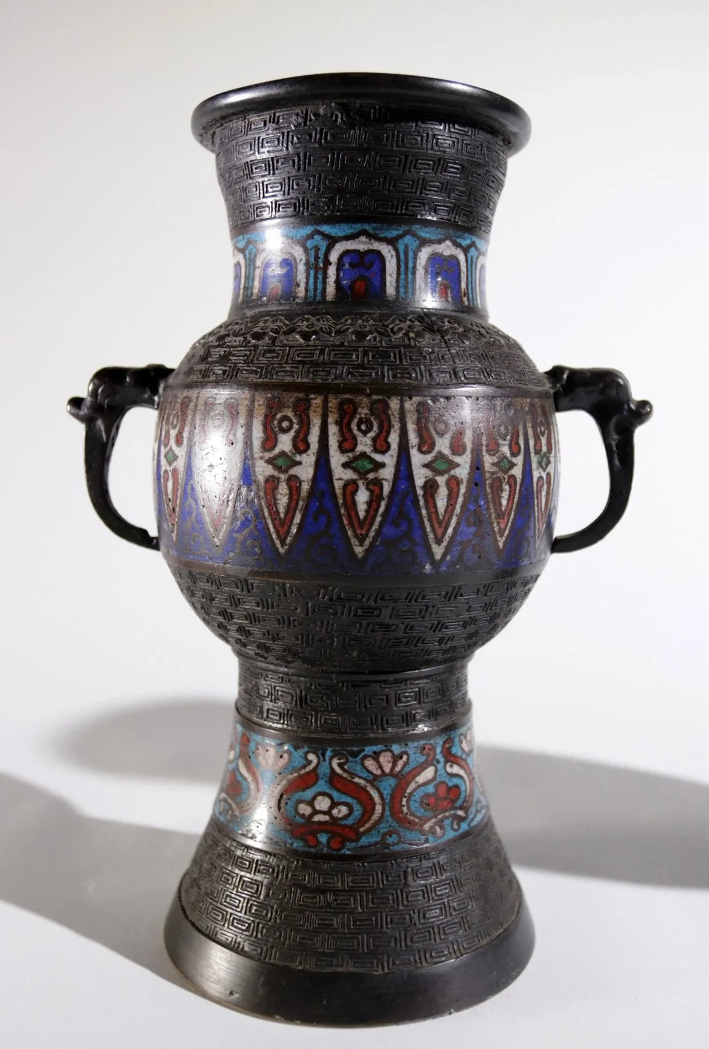 Pair of Japanese bronze cloisonné vases – 19th century