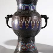 Pair of Japanese bronze cloisonné vases – 19th century