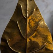 Rhubarb leaf brass floor lamp, Italy, 1970s