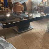Black art deco extendable dining table made in 1930s czechia