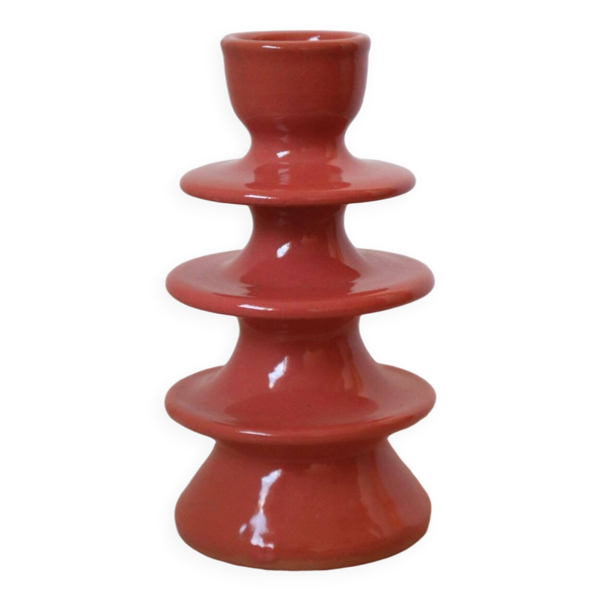 Dark pink ceramic candlestick