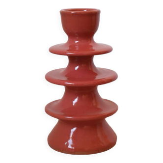 Large colorful dark pink ceramic candle holder