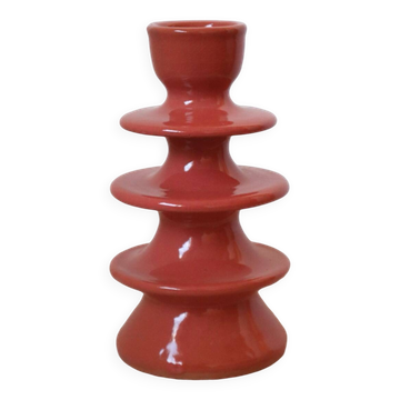 Dark pink ceramic candlestick