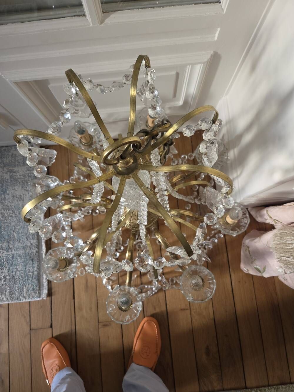 Large butterfly chandelier in glass and gilded metal - Louis XV style