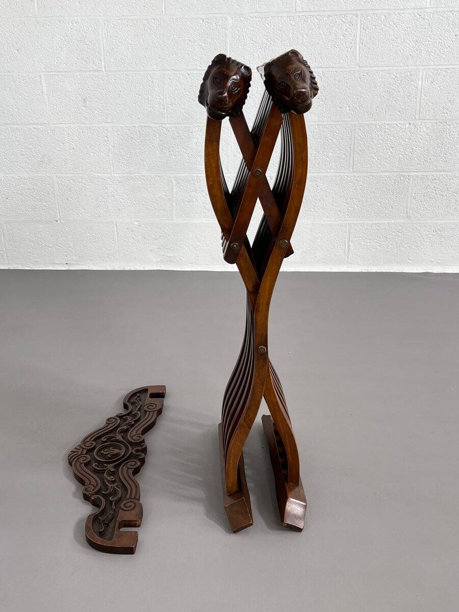 Vintage Carved Wooden Folding Chair