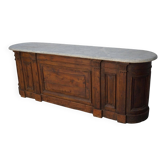 Antique Shop Counter / Kitchen Island in Dutch Pine and Marble, 19th Century
