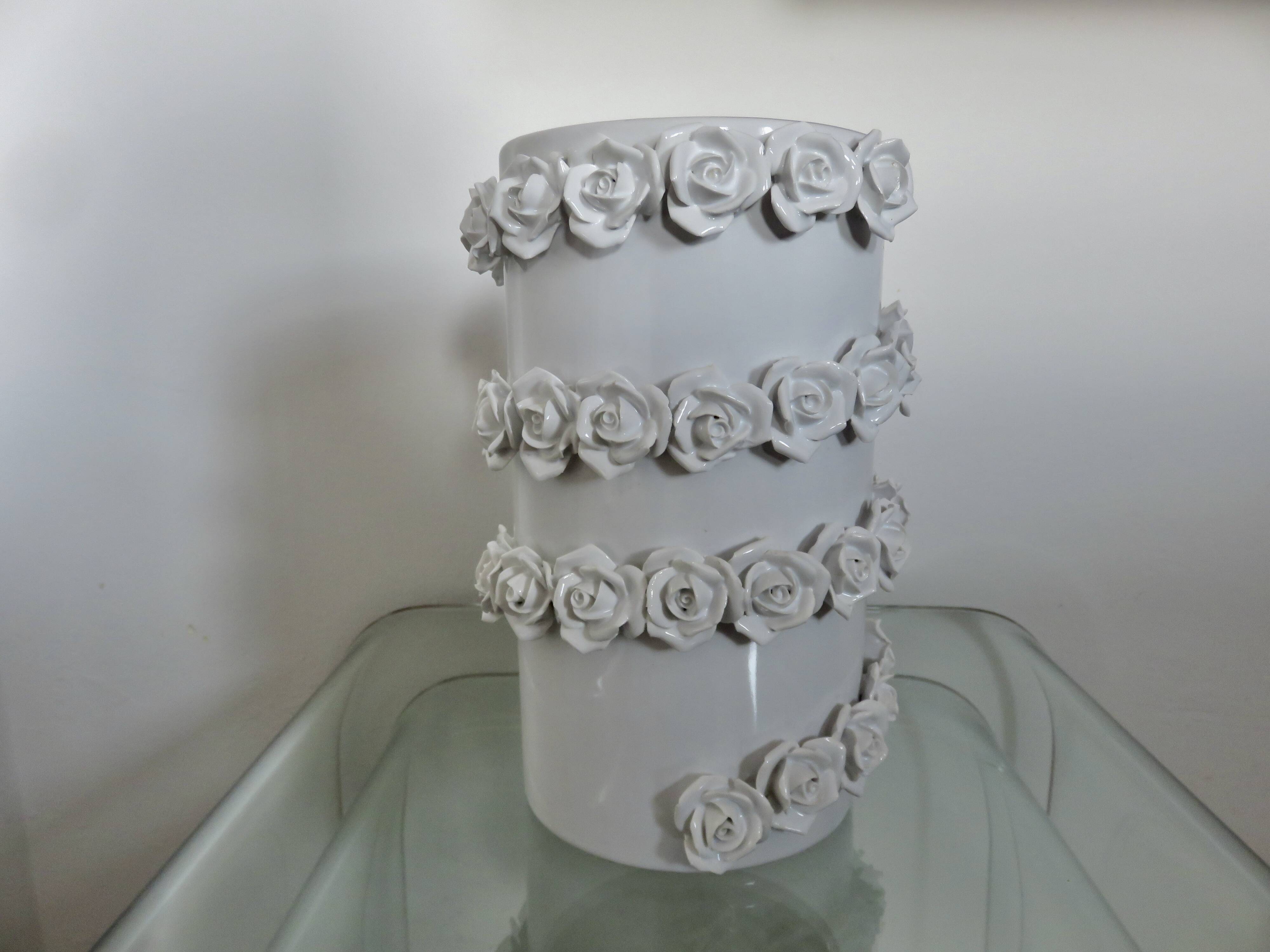 White slip ceramic vase, Italy, 1980s