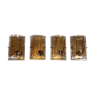 Ensemble de quatre appliques en verre de Murano La Murrina des années 70