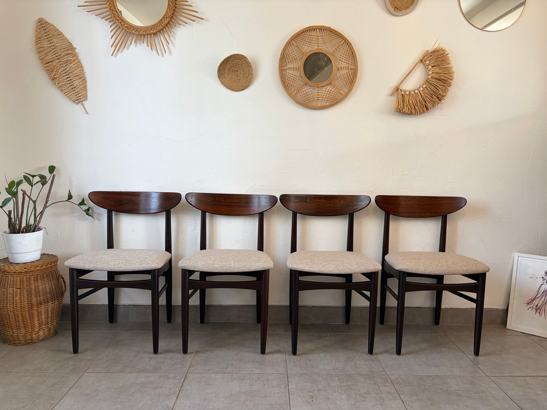 6 vintage Scandinavian teak chairs by Dyrlund