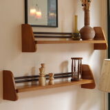 Pair of 1950s wooden wall shelves