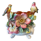 Cache pot, barbotine aux oiseaux