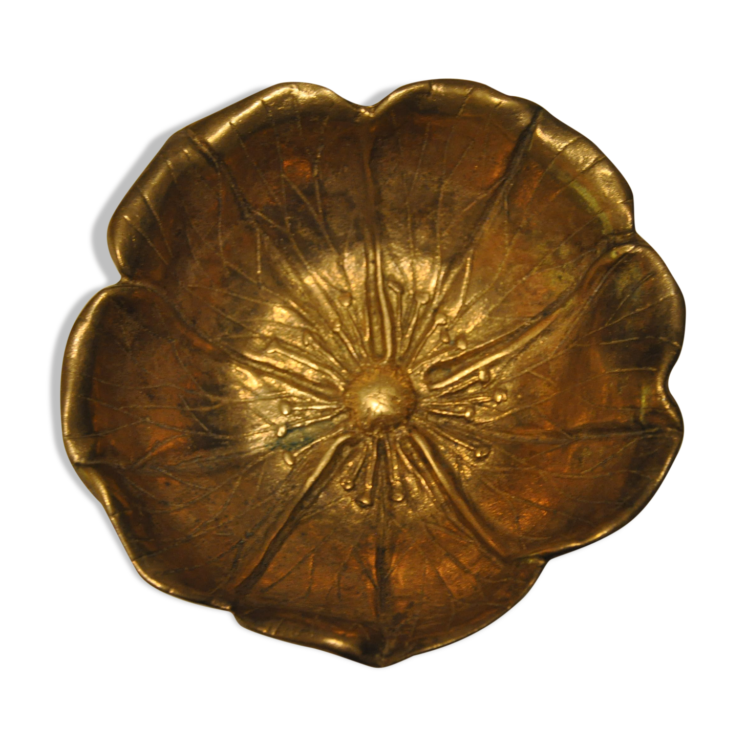 Empty-pocket flower in solid brass