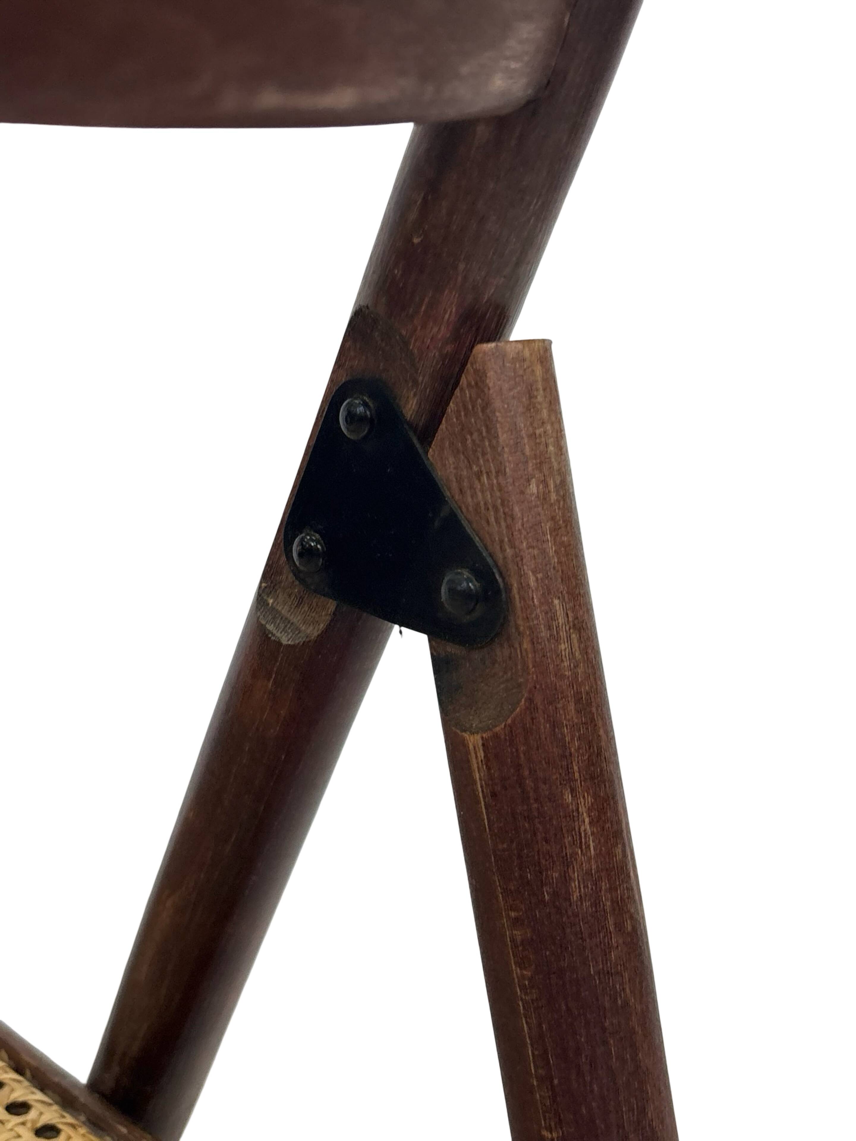 Vintage wooden folding chair with webbing seat 60s minimalist design