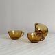 4 vintage amber glass cups