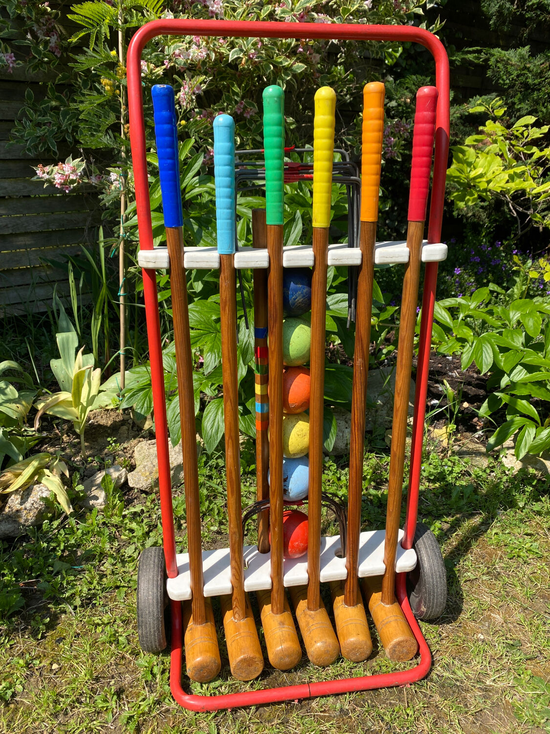 Vintage wooden croquet game