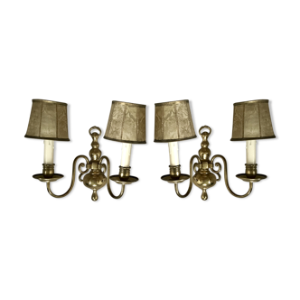 Pair of Dutch brass wall light