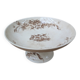 Compotier plat de service en Terre de Fer HB & Cie décor floral marron