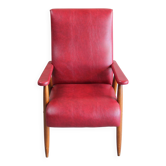 Vintage armchair in red leatherette