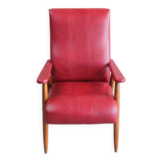 Vintage armchair in red leatherette