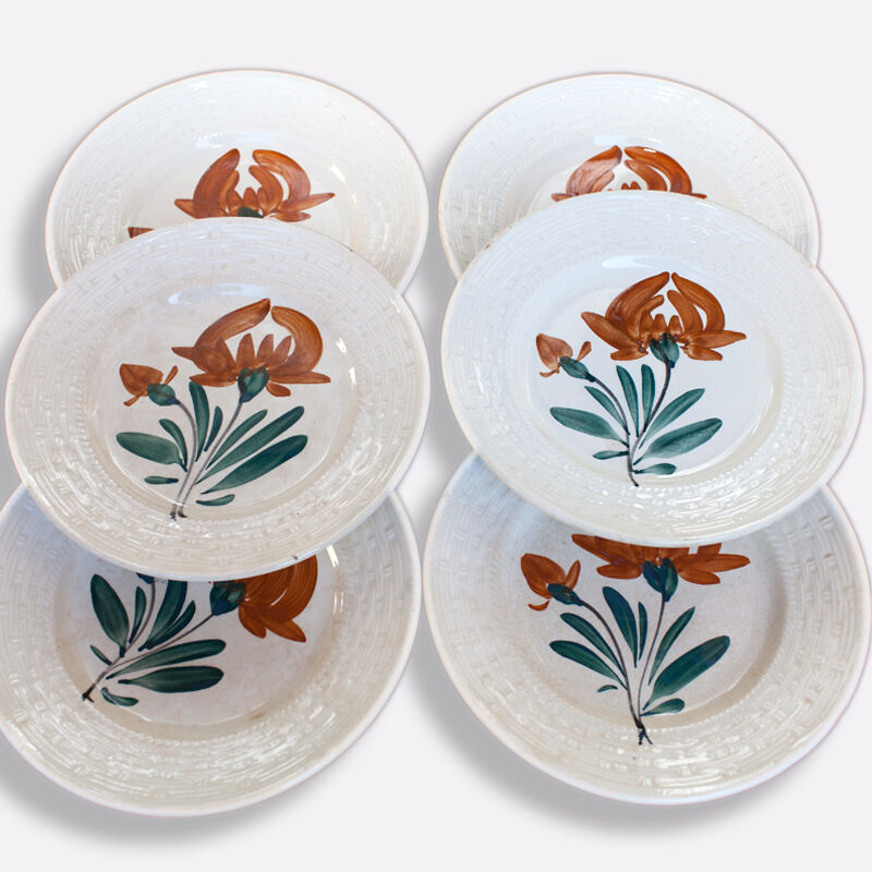 6 old plates dessert pottery new Givors France