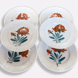 6 old plates dessert pottery new Givors France