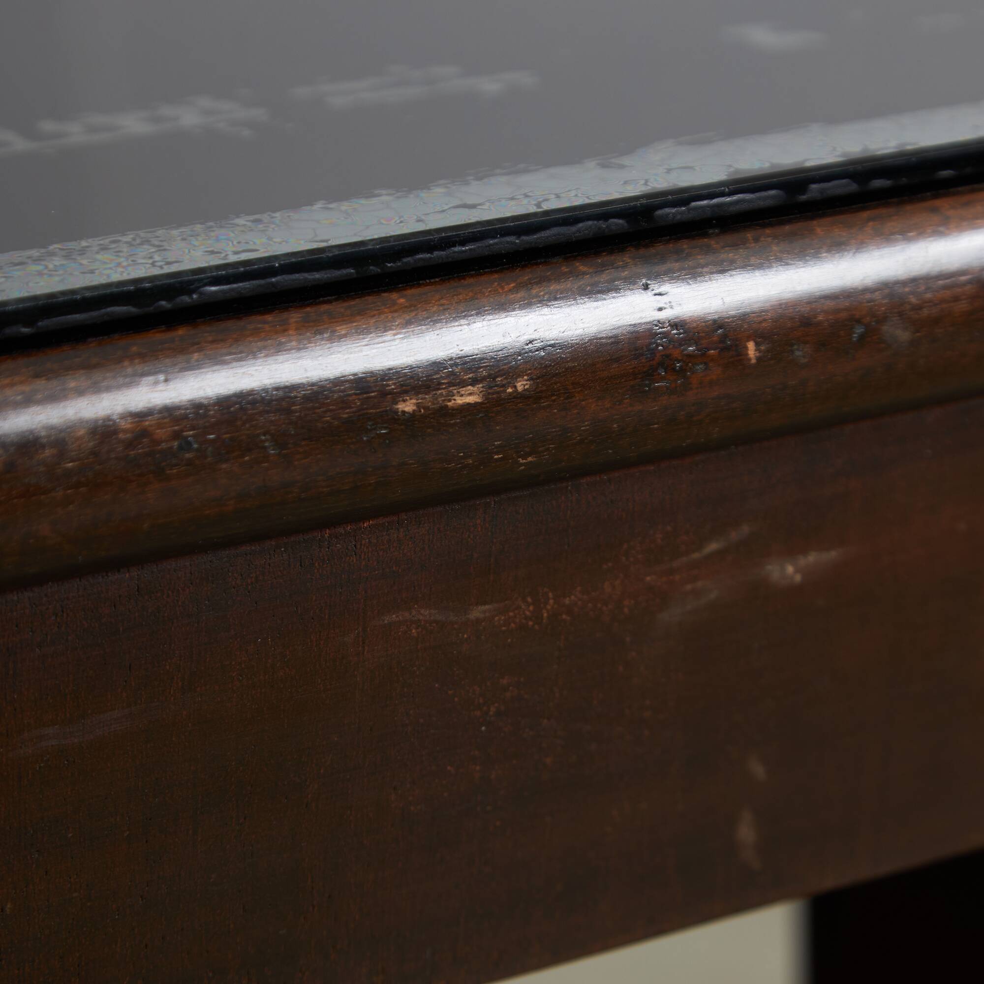 Large Robust Dinig Table with Carved Legs and Glass Top