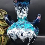 Vallauris vintage iridescent blue fat lava vase?