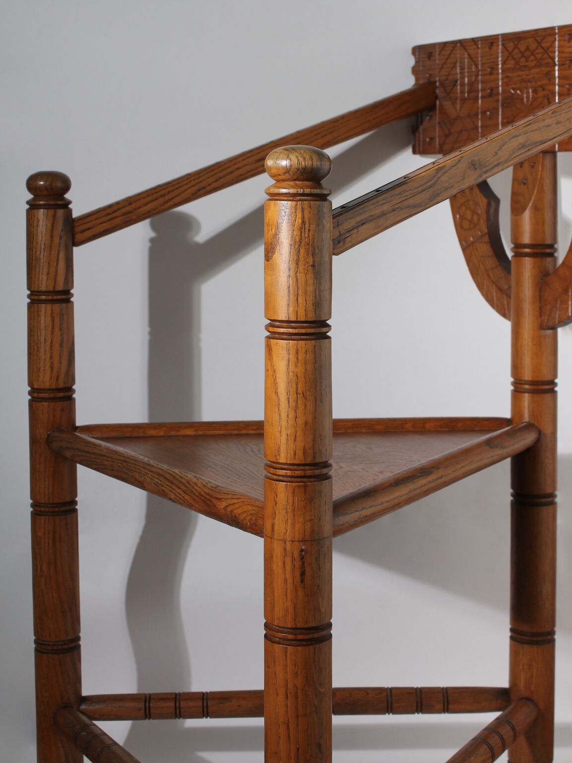 Swedish Carved Oak Monk Chair, 1930s
