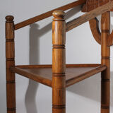 Swedish Carved Oak Monk Chair, 1930s