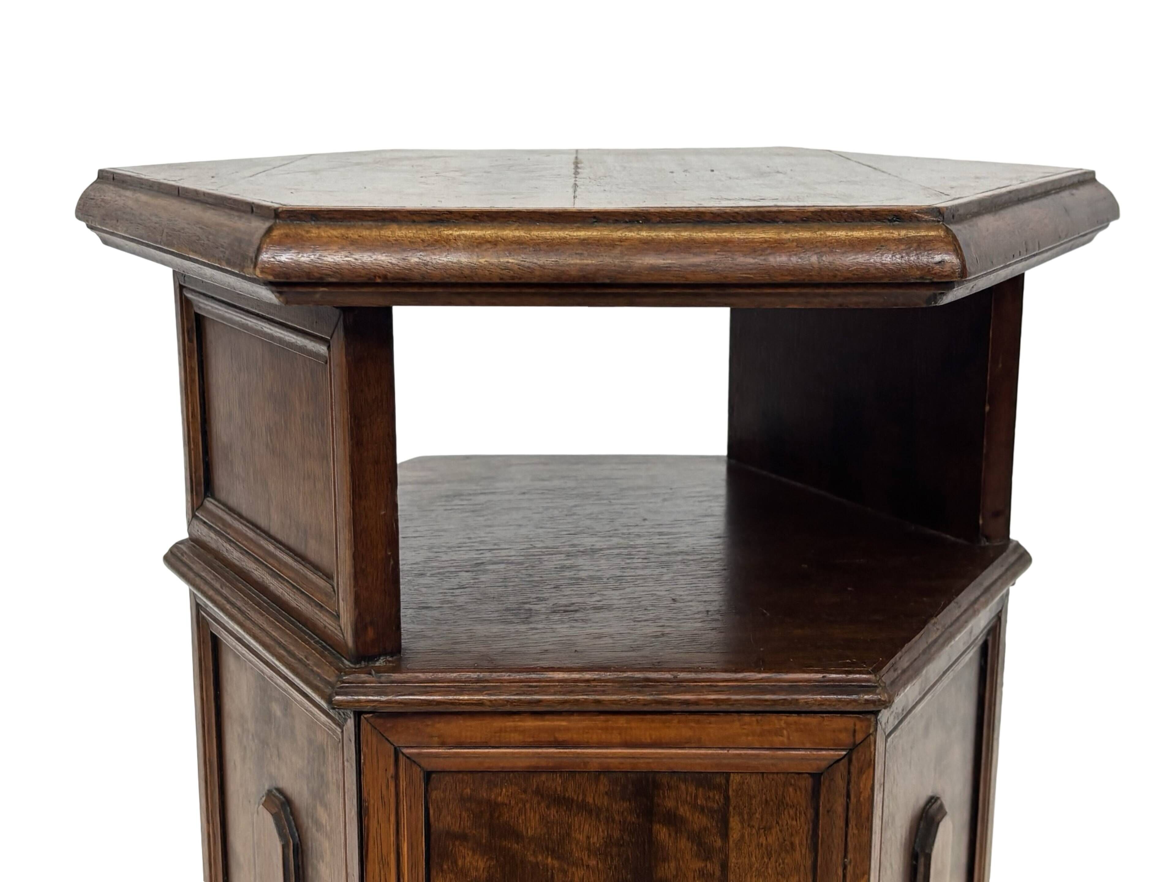 Vintage Hexagonal Side Cabinet with Door Small Side Table Column