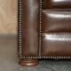 Restored Chesterfield leather sofa in vintage Art Deco style