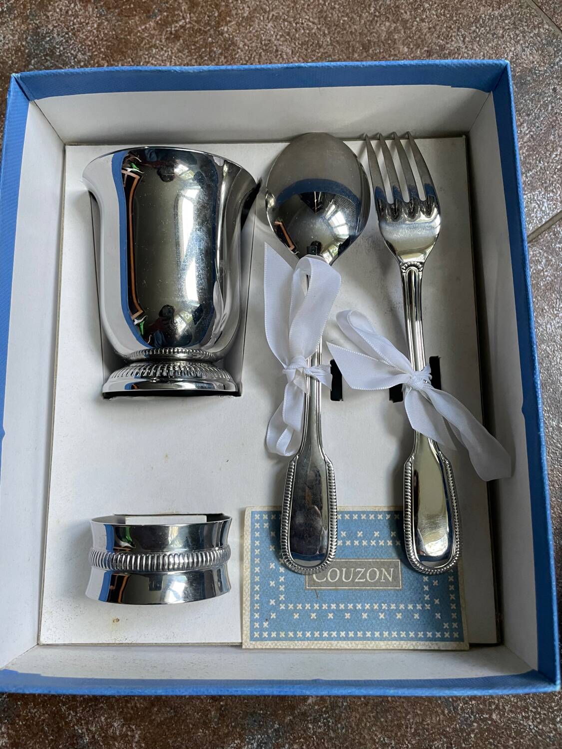 silver-plated baptism box Couzon