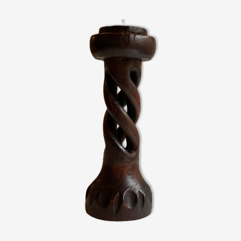 Double helix wooden candelabre