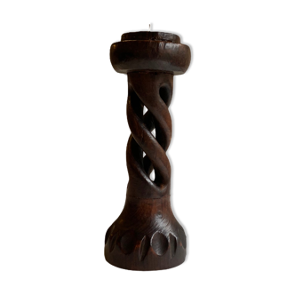 Double helix wooden candelabre