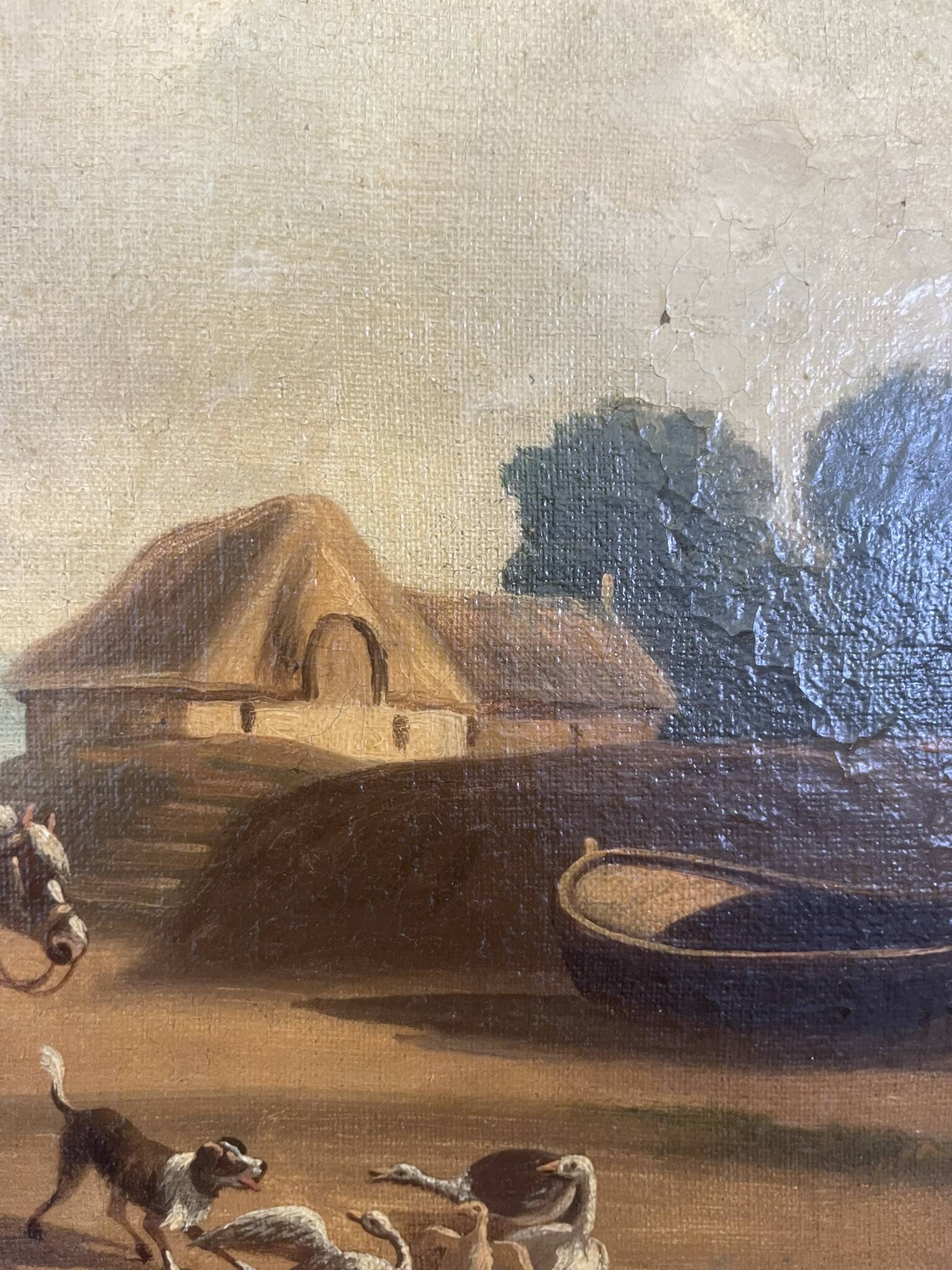 Old Painting French School Marine Port 19th Century Gaultier