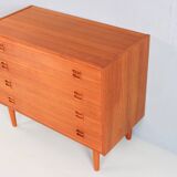 Danish teak low chest with four drawers, 1960s