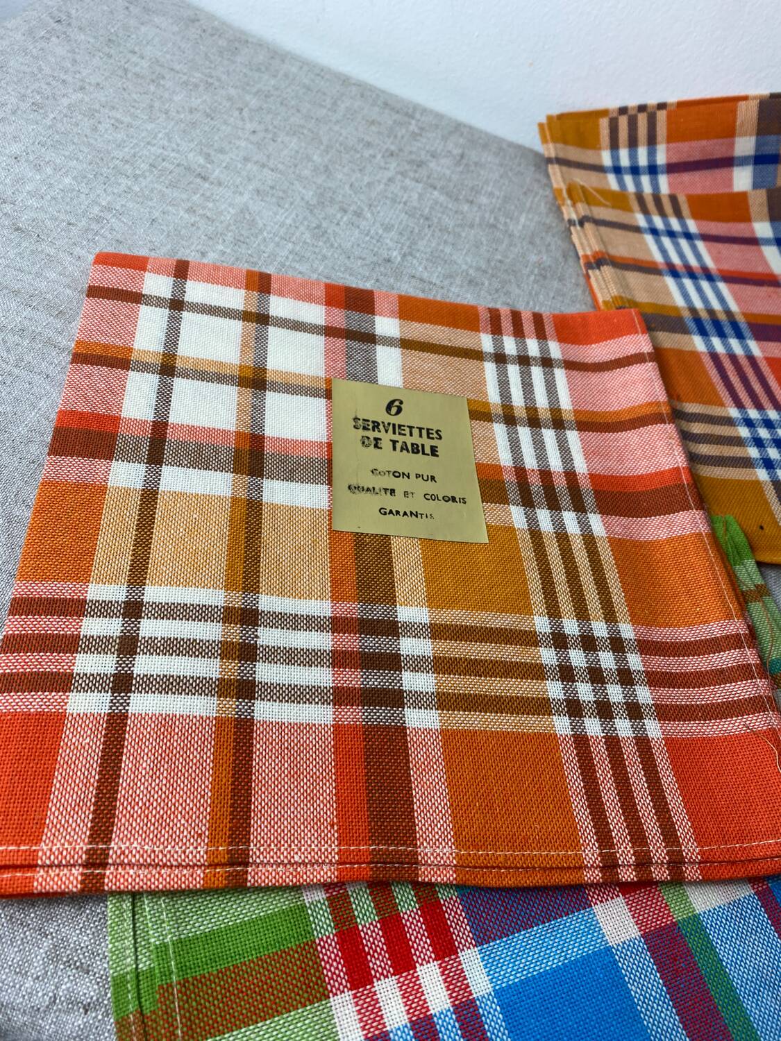 Serviettes de tables pur coton neuves vintage