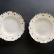4 soup plates in Paris porcelain, "A la Reine" model, 1890, Damo