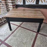 Table de salon ancienne bois brut noire