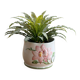Petit cache-pot vintage en barbotine à décor de fleur rose