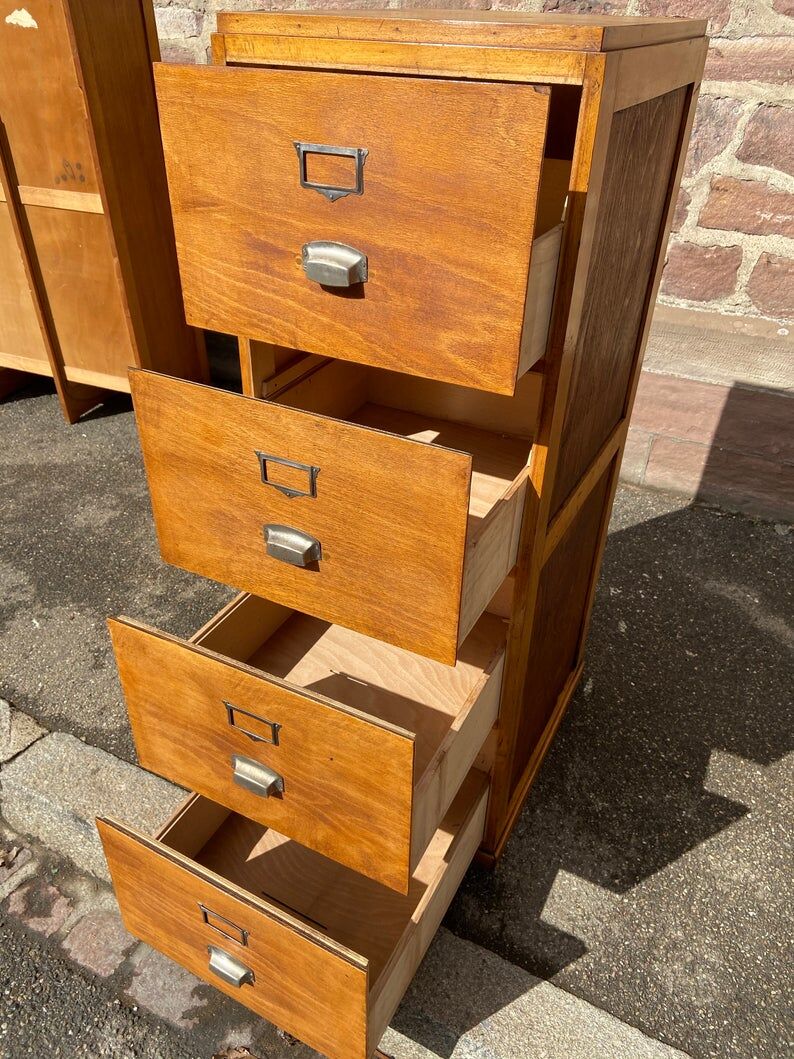 Furniture drawer binder with tambour cabinet France 1950