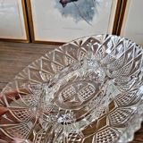 Vintage glass aperitif platter, 5-compartment server.