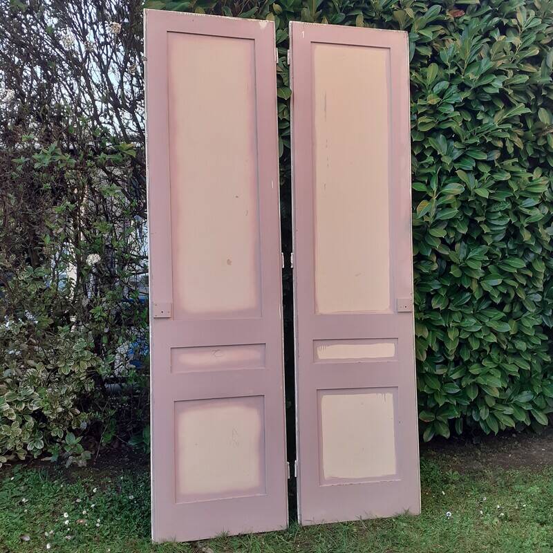 Pairs of large antique Haussmann-style wardrobe doors from the 19th century.
